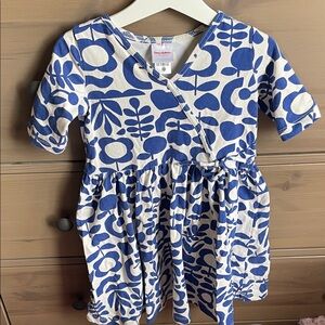 Hanna Andersson Blue and White Patterned wrap Dress